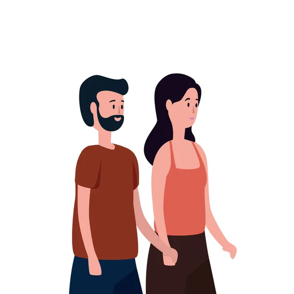 Amoureux mignons couple avatars personnages — Image vectorielle