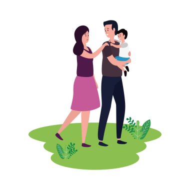 park karakterleri üzerinde küçük oğlu ile anne çift