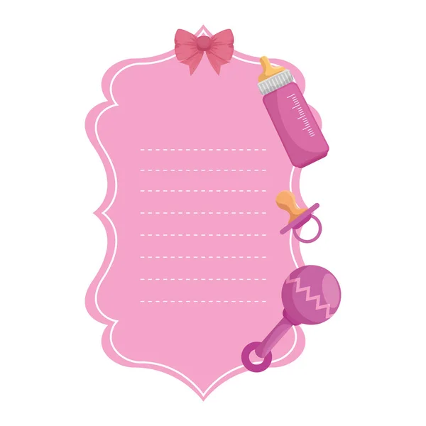 Baby shower card with set icons — Stock Vector