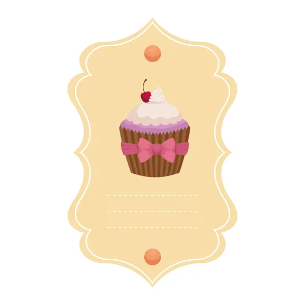 Baby shower card with sweet cupcake — Stockvector