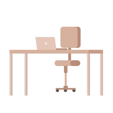 dizüstü bilgisayar ve sandalye ofis ekipmanları ile masa