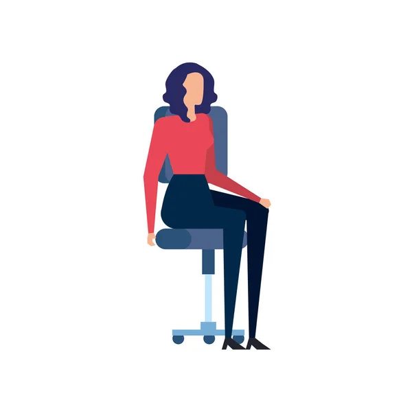 Elegant businesswoman worker seated in office chair — Stock Vector