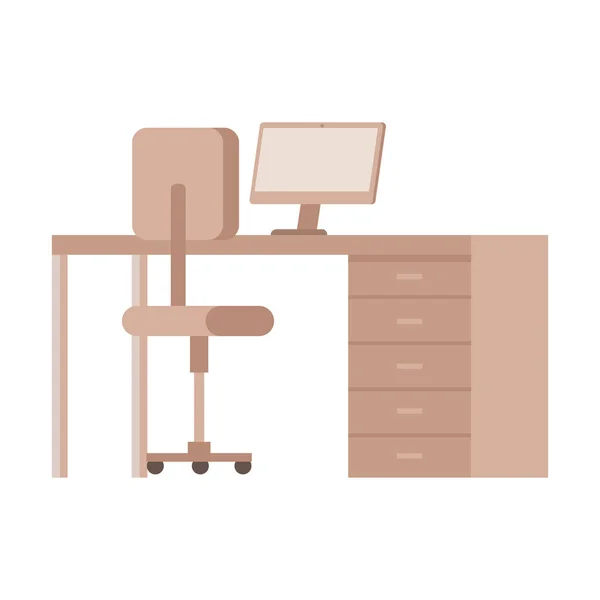 Επιφάνεια εργασίας με επιτραπέζιο εξοπλισμό γραφείου και καρέκλα — Διανυσματικό Αρχείο
