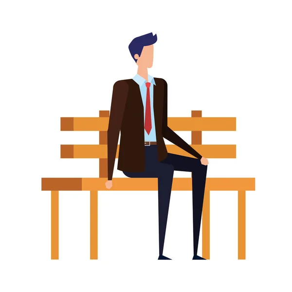 Homem de negócios elegante sentado no personagem cadeira parque — Vetor de Stock