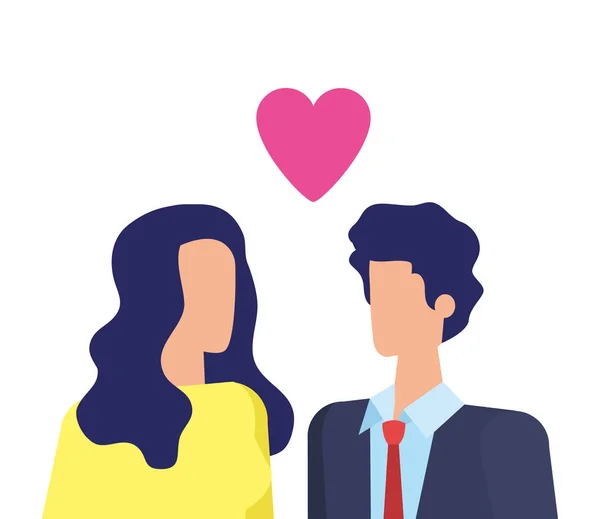 Pareja de negocios con amor de corazón — Vector de stock