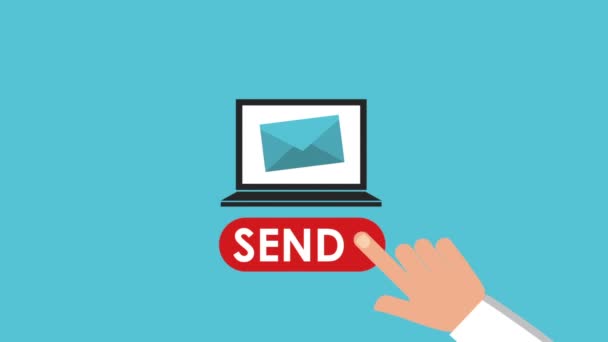 Email social media marketing con animazione per laptop — Video Stock
