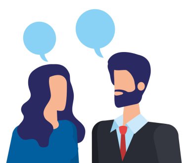 konuşma kabarcıkları ile konuşan zarif iş çift