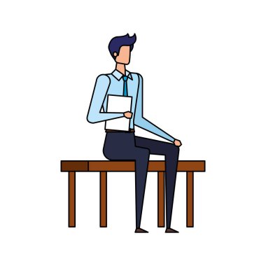 şık işadamı park sandalye karakteri oturmuş