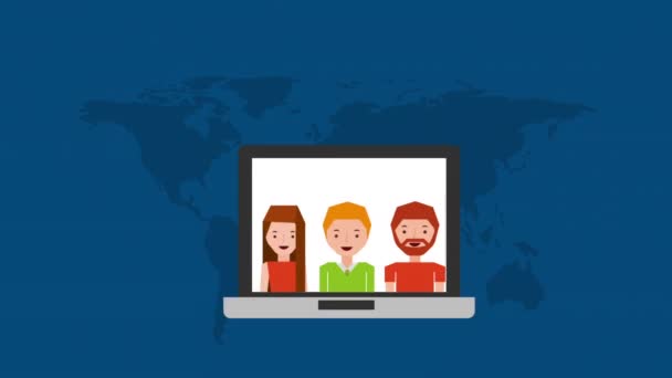 E-Mail Social Media Marketing mit Laptop Animation — Stockvideo