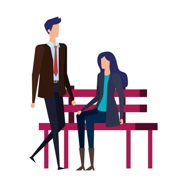 Élégant couple d'affaires assis dans la chaise du parc — Image vectorielle