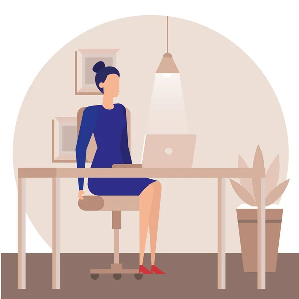 Mujer de negocios elegante trabajador en la oficina — Vector de stock