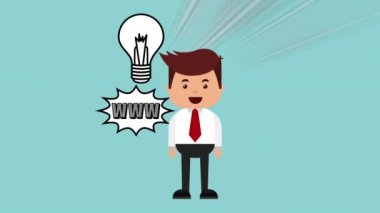 e-ticaret teknoloji animasyon ile işadamı