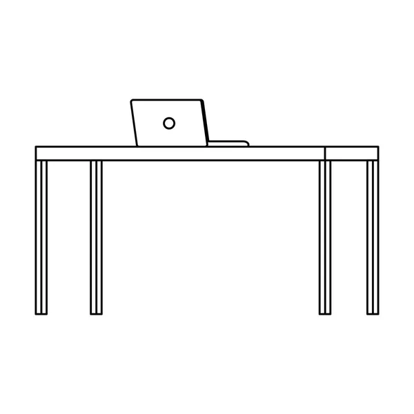 Desk with laptop office equipment — Stock Vector