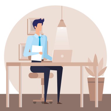 ofis sahnesinde zarif işadamı işçi