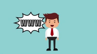 e-ticaret teknoloji animasyon ile işadamı