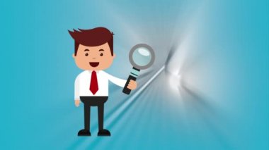 e-ticaret teknoloji animasyon ile işadamı