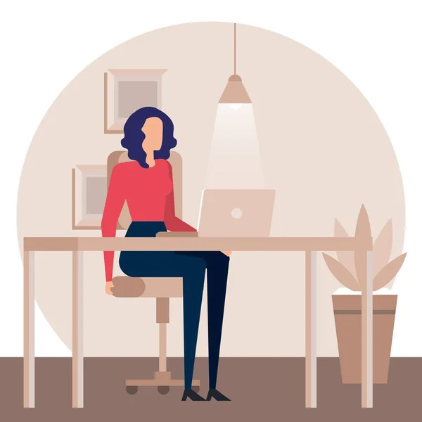 Mujer de negocios elegante trabajador en la oficina — Vector de stock