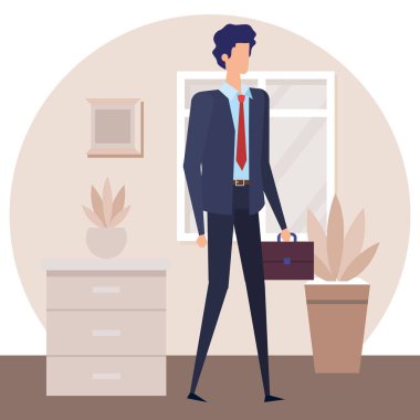 ev koridorunda zarif işadamı işçi