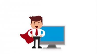 e-ticaret teknolojisi animasyon ile işadamı kahraman