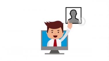 e-ticaret teknoloji animasyon ile işadamı