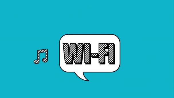 Wifi-Nachricht mit Social-Media-Symbolen — Stockvideo