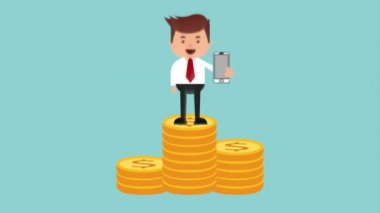 e-ticaret teknoloji animasyon ile işadamı