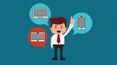 e-ticaret teknoloji animasyon ile işadamı