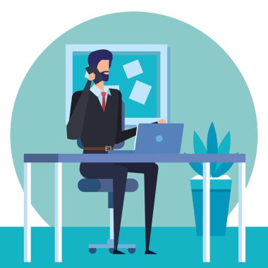 ofiste akıllı telefon ile arayan zarif işadamı