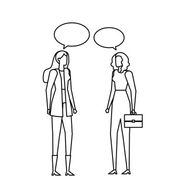 iş kadınları işçiler konuşma baloncukları ile konuşan