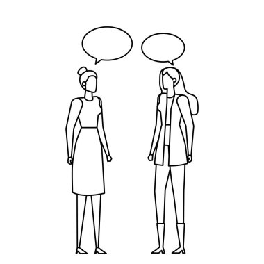 iş kadınları işçiler konuşma baloncukları ile konuşan