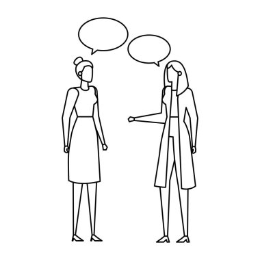 iş kadınları işçiler konuşma baloncukları ile konuşan