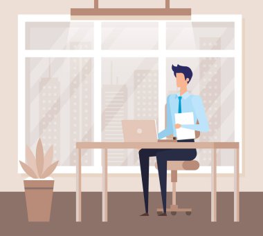 ofis sahnesinde zarif işadamı işçi