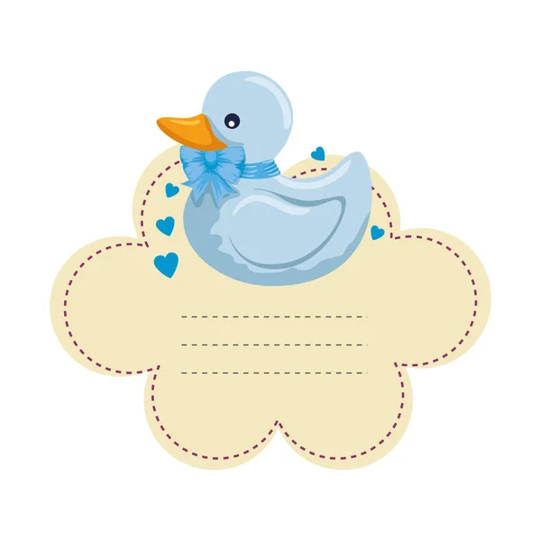 Baby Dusch kort med ducky — Stock vektor