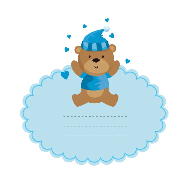 Baby shower card con orsacchiotto — Vettoriale Stock