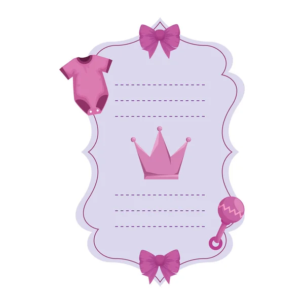 Cartão de banho de bebê com coroa —  Vetores de Stock