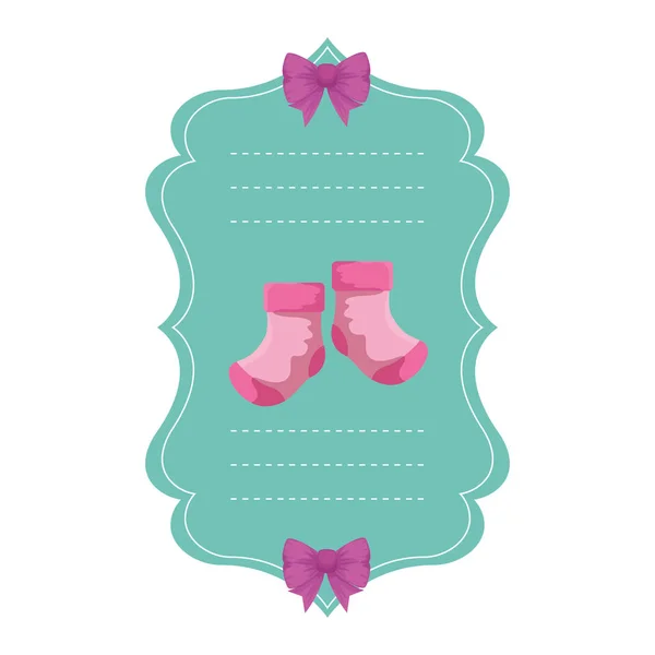 Baby shower card with socks — Stockvector