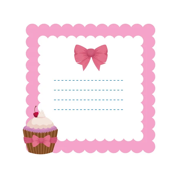 Cartão de chá de bebê com cupcake doce — Vetor de Stock