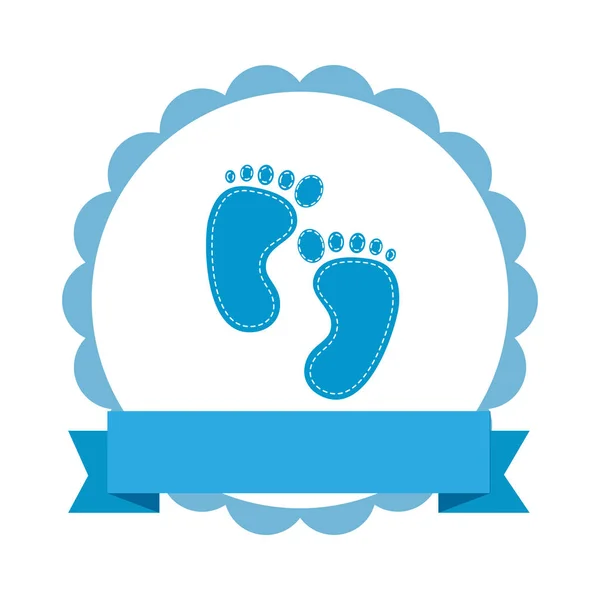 Ayak izleri ile bebek duş kartı — Stok Vektör