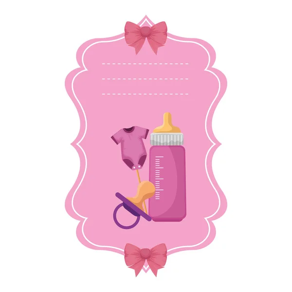 Baby shower card with set icons — Stockvector