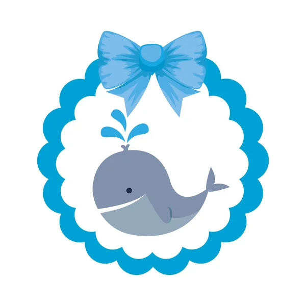 Baby shower card with little whale — Stock Vector