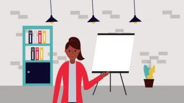 karton ve istatistik karakteri ile afro iş kadını