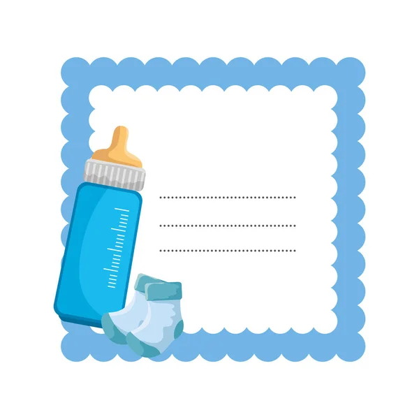 Bebek duş kartı süt şişesi ile — Stok Vektör