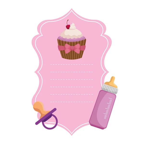 Baby shower card con set accessori — Vettoriale Stock