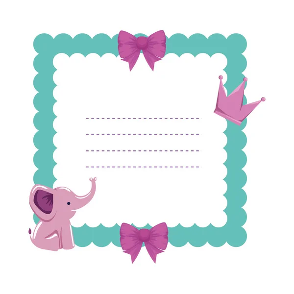 Baby Dusch kort med liten elefant — Stock vektor