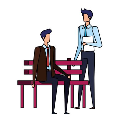 park sandalyesinde oturan zarif işadamları