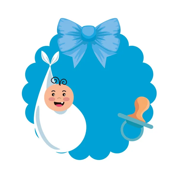 Baby shower card with little newborn character — Stock Vector