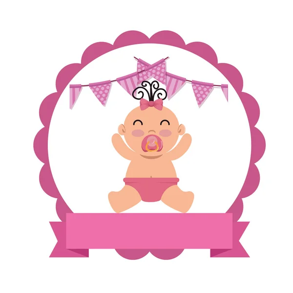 Baby shower card with little newborn character — Stockvector