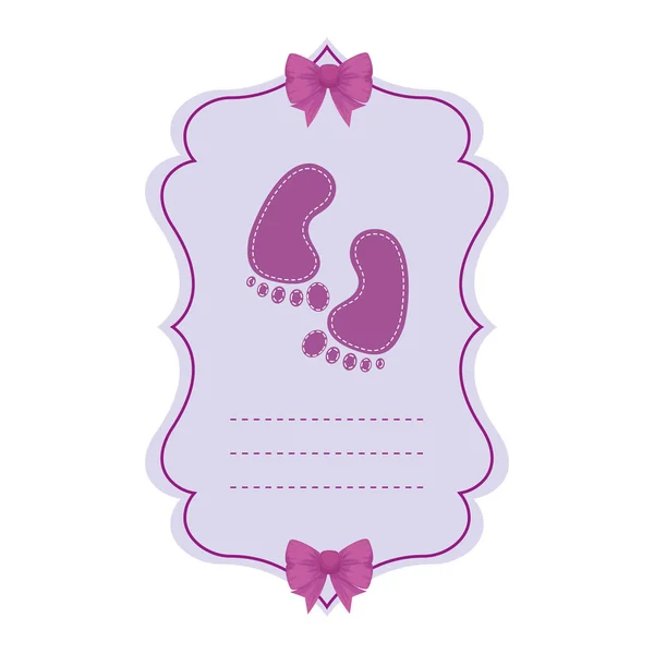 Cartão de banho de bebê com pegadas — Vetor de Stock