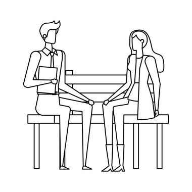 park sandalyesinde oturan zarif iş çift