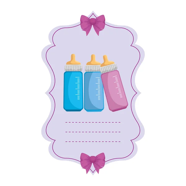 Baby shower card con biberon — Vettoriale Stock